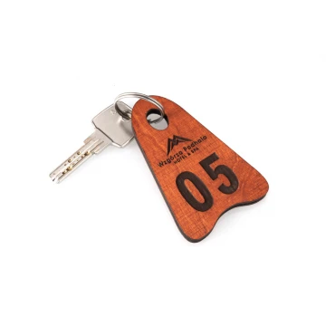 Wooden Keychain Icarus 1 color orange dim. 80x50mm - BD037