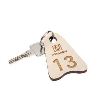 Ikar Wooden Keychain 6 white color - dim. 80x50mm - BD060