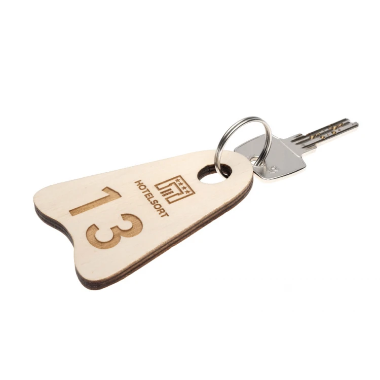 Ikar Wooden Keychain 6 white color - dim. 80x50mm - BD060