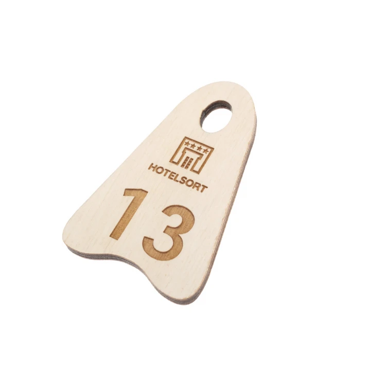Ikar Wooden Keychain 6 white color - dim. 80x50mm - BD060