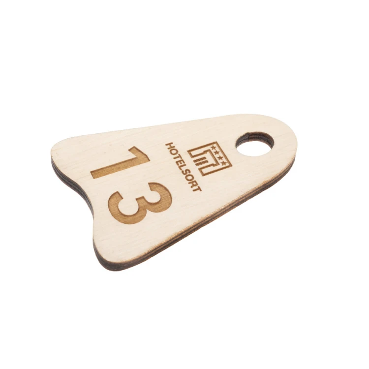 Ikar Wooden Keychain 6 white color - dim. 80x50mm - BD060