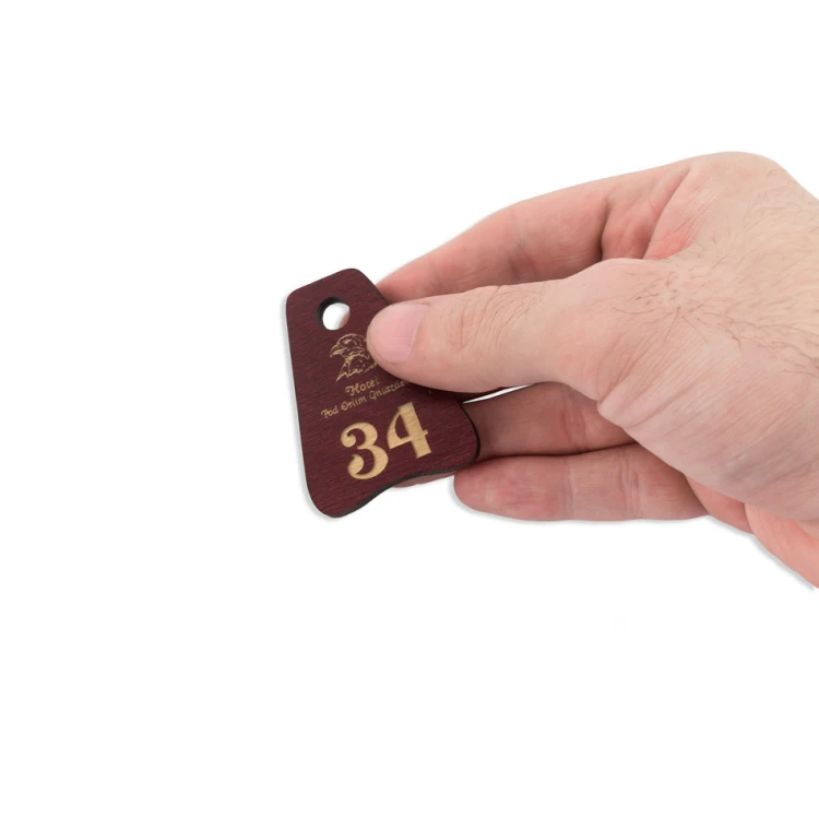 Wooden Keychain - Jaś 3 color dark cherry dim. 50x38mm - BD053