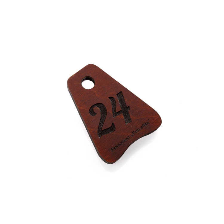 Wooden Keychain Jaś 4 - Light Walnut Color - Size 50x38mm - BD070