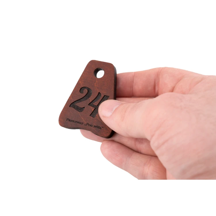 Wooden Keychain Jaś 4 - Light Walnut Color - Size 50x38mm - BD070