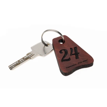 Wooden Keychain Jaś 4 - Light Walnut Color - Size 50x38mm - BD070