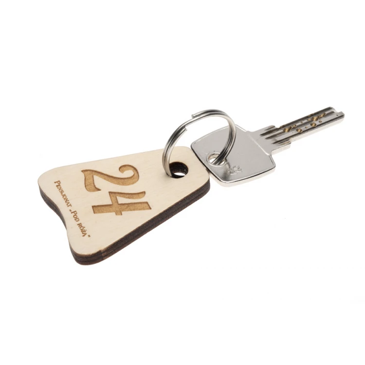 Wooden Keychain Jaś 6 - White Color - Size 50x38mm - BD065