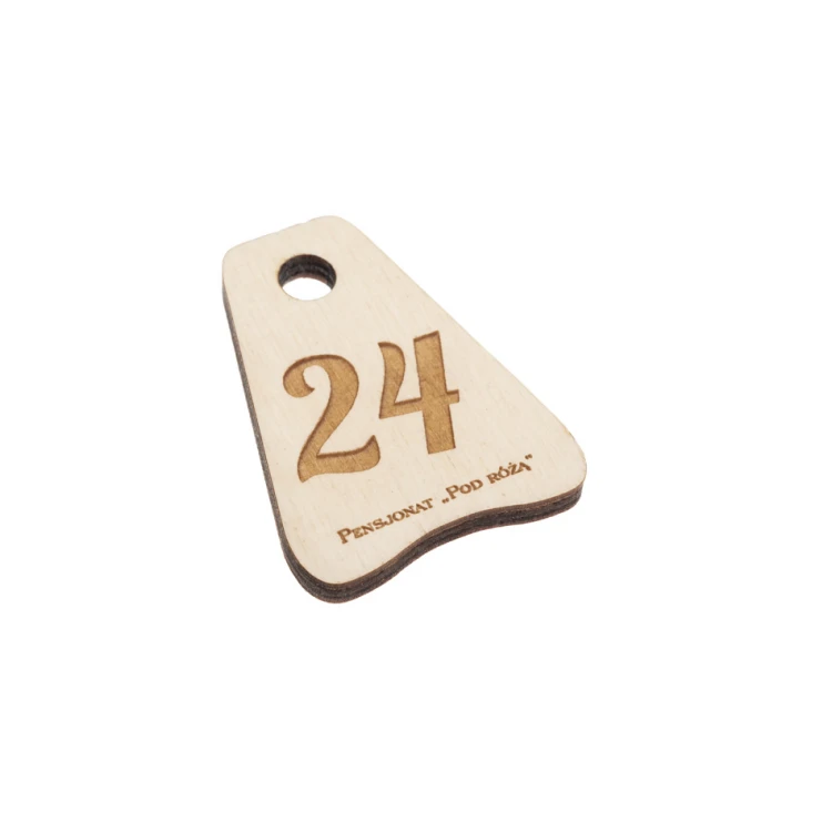 Wooden Keychain Jaś 6 - White Color - Size 50x38mm - BD065