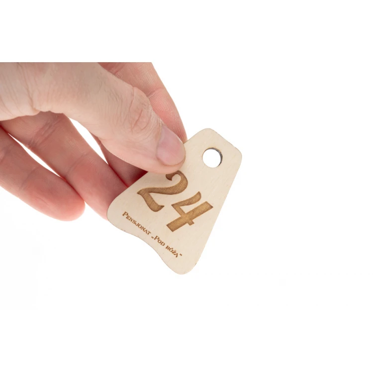 Wooden Keychain Jaś 6 - White Color - Size 50x38mm - BD065