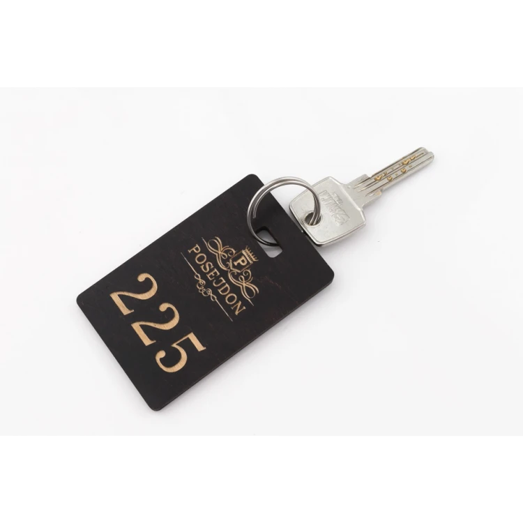 Margo 5 Wooden Keychain - Wenge Color, Dimensions: 80x50mm - BD029