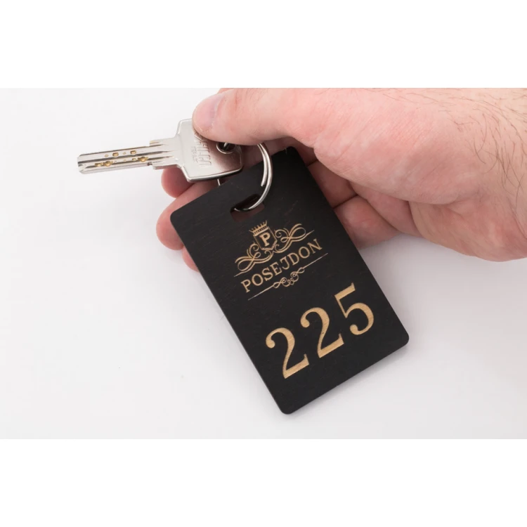 Margo 5 Wooden Keychain - Wenge Color, Dimensions: 80x50mm - BD029
