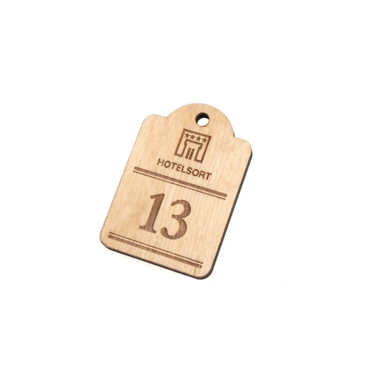 Wooden Keychain Mini Retro 2 - Natural Color - Size 65x45mm - BD082