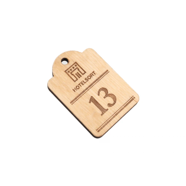 Wooden Keychain Mini Retro 2 - Natural Color - Size 65x45mm - BD082