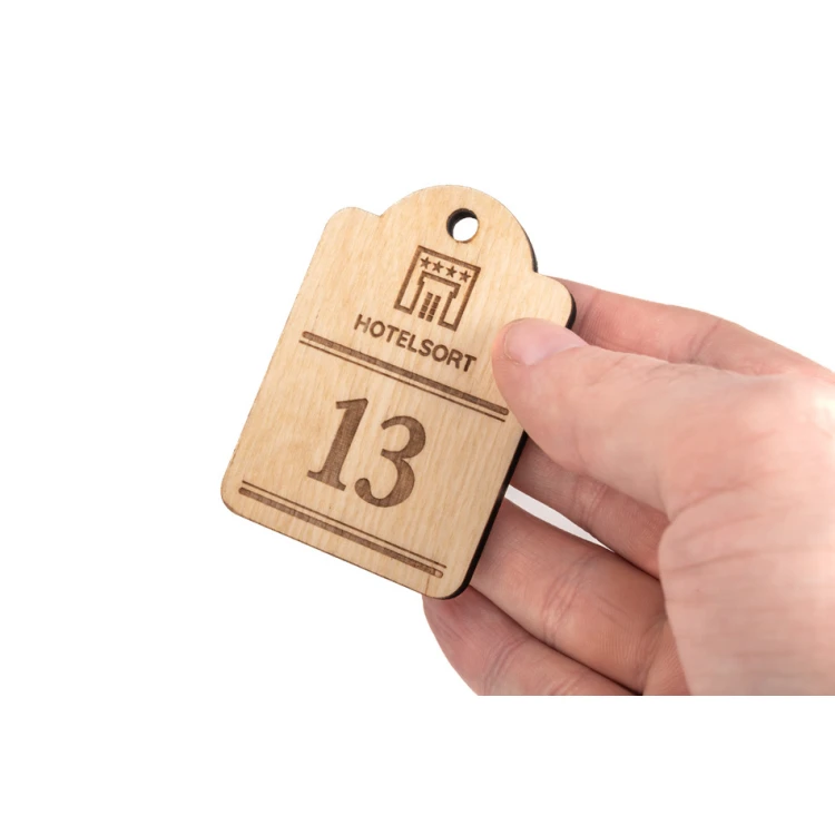 Wooden Keychain Mini Retro 2 - Natural Color - Size 65x45mm - BD082