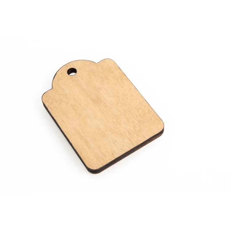 Wooden Keychain Mini Retro 2 - Natural Color - Size 65x45mm - BD082