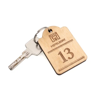 Wooden Keychain Mini Retro 2 - Natural Color - Size 65x45mm - BD082