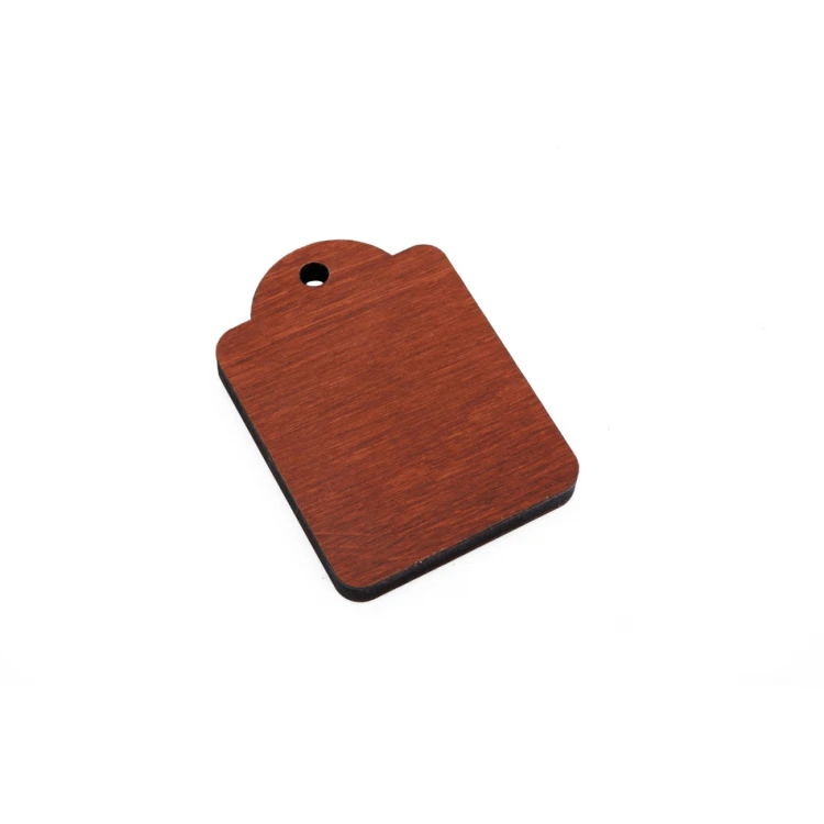 Wooden Keychain Mini Retro 4 - Light Walnut Color - Size 65x45mm - BD076