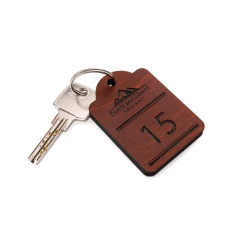 Wooden Keychain Mini Retro 4 - Light Walnut Color - Size 65x45mm - BD076
