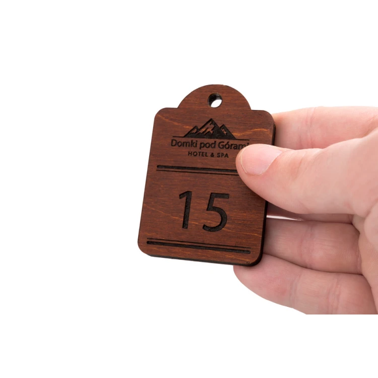 Wooden Keychain Mini Retro 4 - Light Walnut Color - Size 65x45mm - BD076