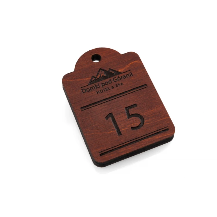 Wooden Keychain Mini Retro 4 - Light Walnut Color - Size 65x45mm - BD076