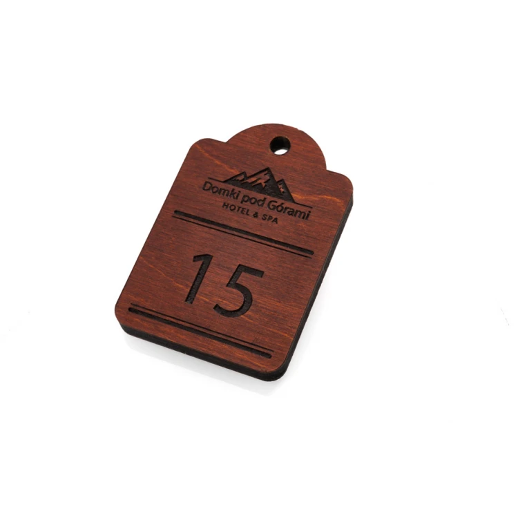 Wooden Keychain Mini Retro 4 - Light Walnut Color - Size 65x45mm - BD076