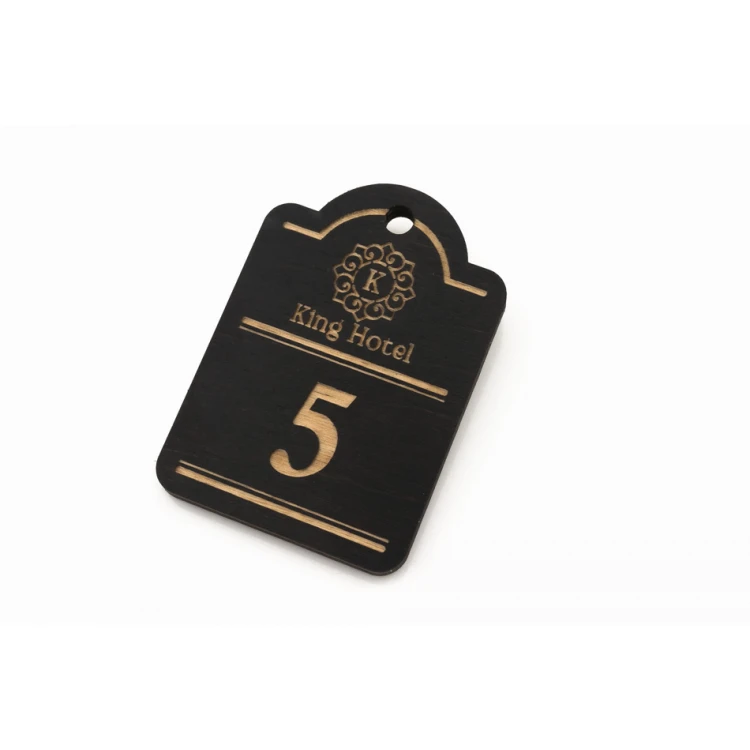 Wooden Keychain Mini Retro 5 - Wenge Color Size 65x45mm - BD026