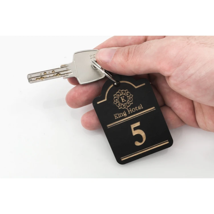 Wooden Keychain Mini Retro 5 - Wenge Color Size 65x45mm - BD026
