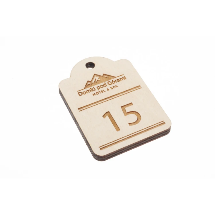 Wooden Keychain Mini Retro 6 - White Color - Size 65x45mm - BD064
