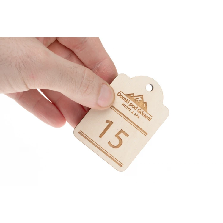 Wooden Keychain Mini Retro 6 - White Color - Size 65x45mm - BD064
