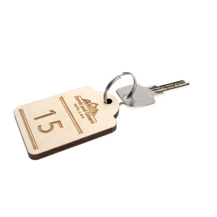 Wooden Keychain Mini Retro 6 - White Color - Size 65x45mm - BD064