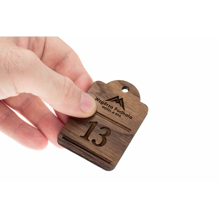 Wooden Keychain Mini Retro 8 - Walnut Wood - Dimensions 65x45mm - BD091