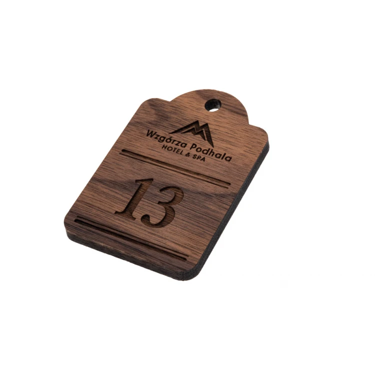 Wooden Keychain Mini Retro 8 - Walnut Wood - Dimensions 65x45mm - BD091