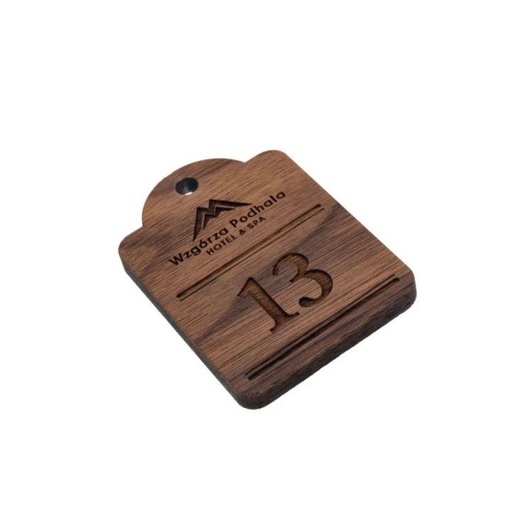 Wooden Keychain Mini Retro 8 - Walnut Wood - Dimensions 65x45mm - BD091