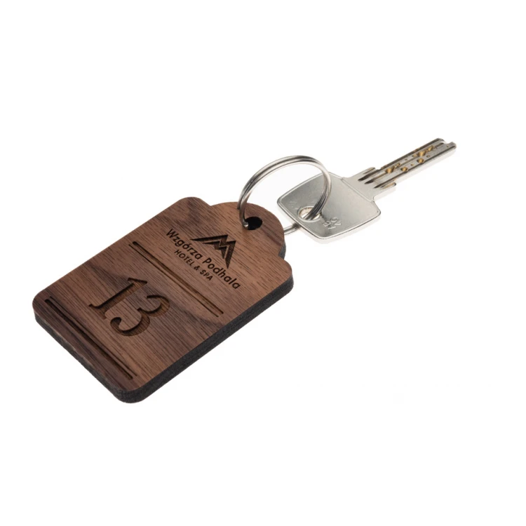 Wooden Keychain Mini Retro 8 - Walnut Wood - Dimensions 65x45mm - BD091