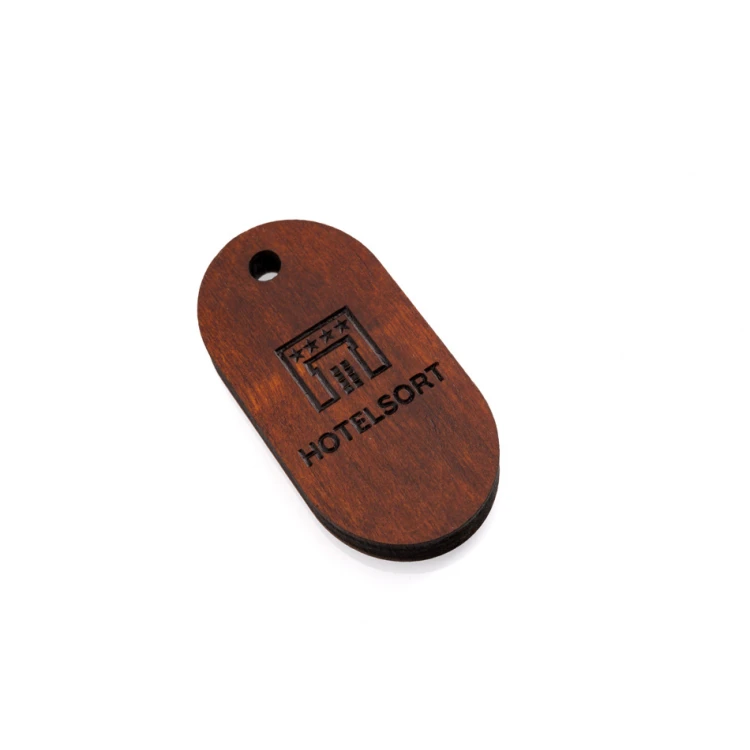 Olbrel 4 Wooden Keychain - Light Walnut Color - Size 30x60mm - BD071