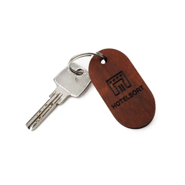 Olbrel 4 Wooden Keychain - Light Walnut Color - Size 30x60mm - BD071