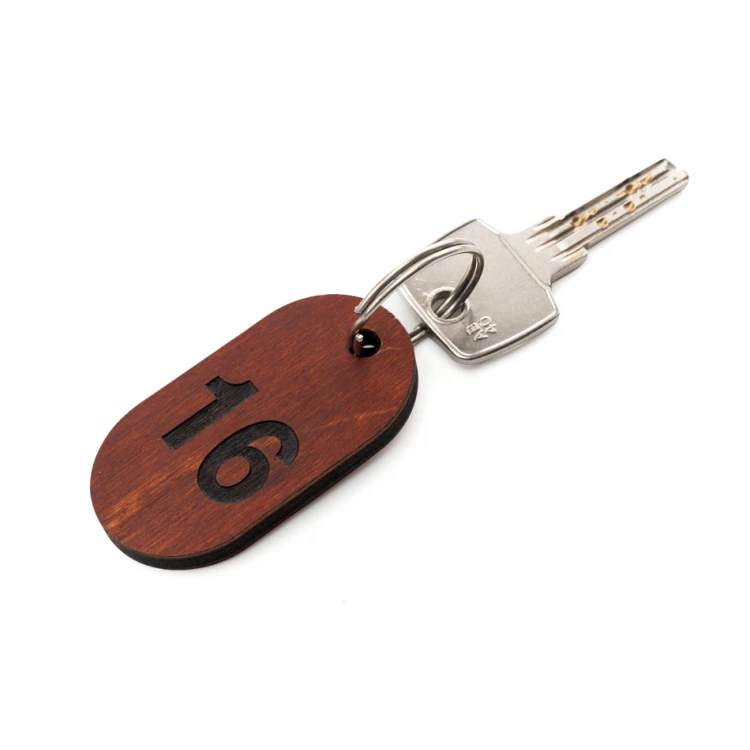 Olbrel 4 Wooden Keychain - Light Walnut Color - Size 30x60mm - BD071