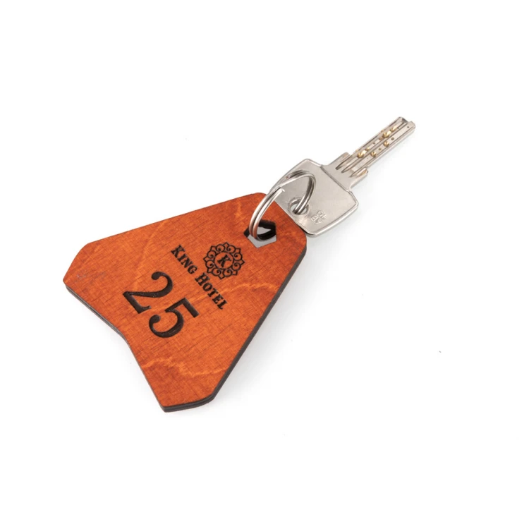 Wooden Keychain - Ollobrel 1 color orange dim. 69x65mm - BD039