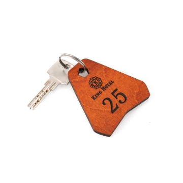 Wooden Keychain - Ollobrel 1 color orange dim. 69x65mm - BD039