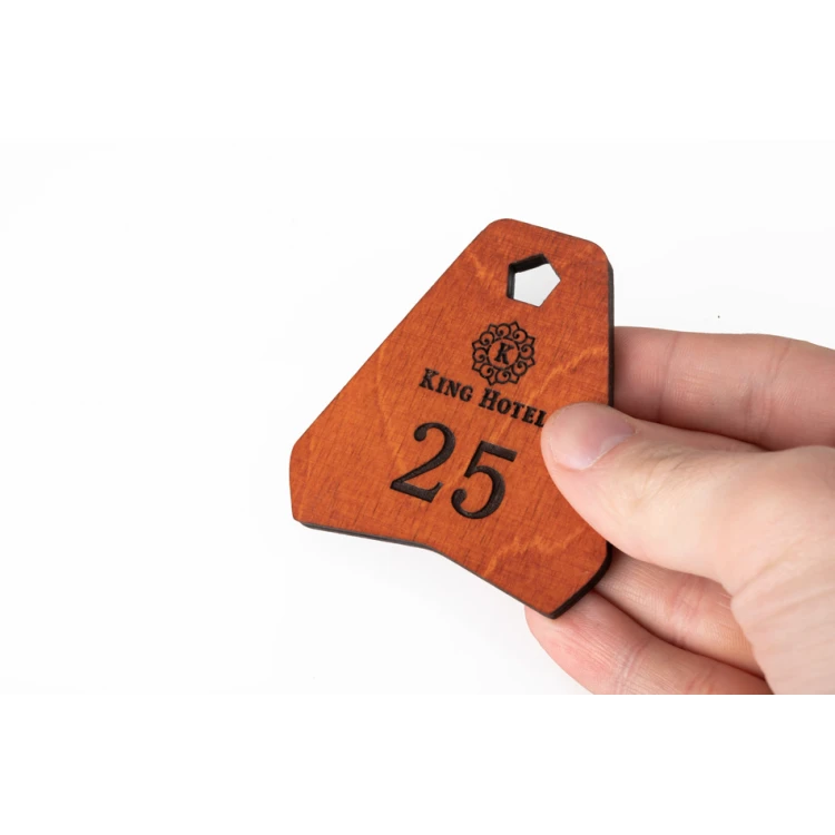 Wooden Keychain - Ollobrel 1 color orange dim. 69x65mm - BD039