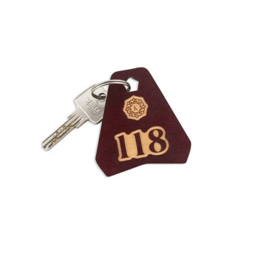 Wooden Keychain - Ollobrel 3 Dark Cherry Color dim. 69x65mm - BD050