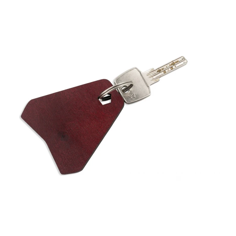 Wooden Keychain - Ollobrel 3 Dark Cherry Color dim. 69x65mm - BD050