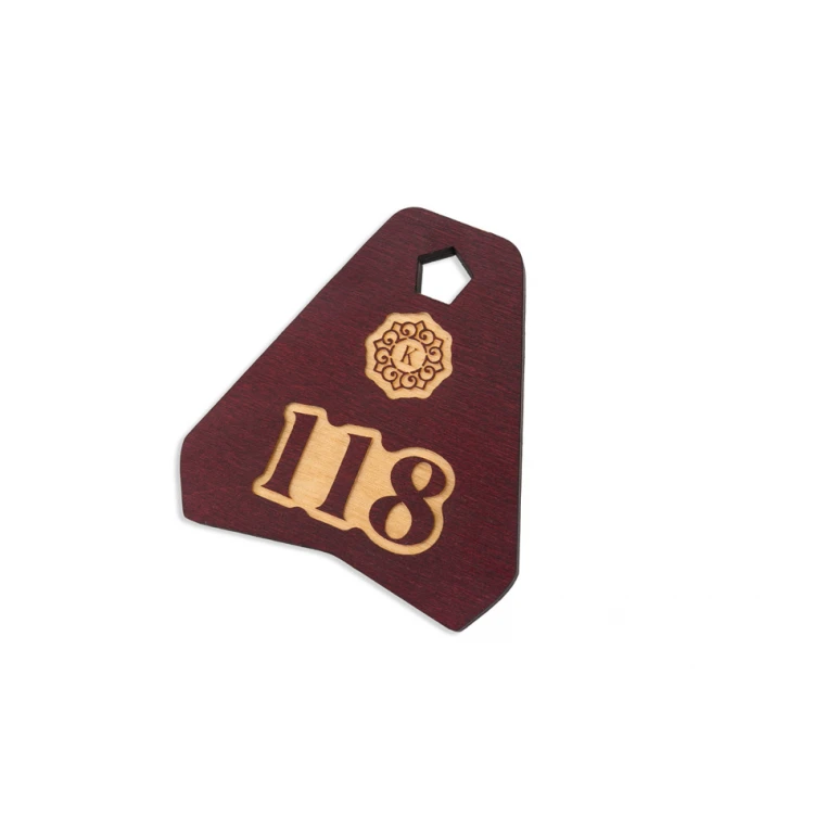Wooden Keychain - Ollobrel 3 Dark Cherry Color dim. 69x65mm - BD050