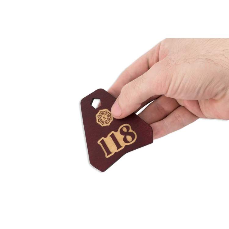 Wooden Keychain - Ollobrel 3 Dark Cherry Color dim. 69x65mm - BD050