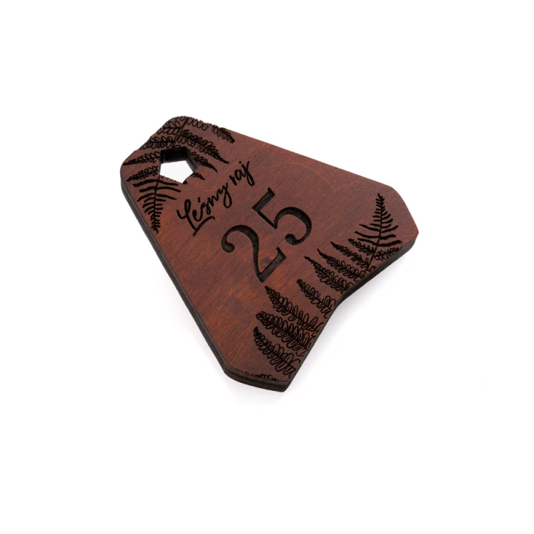 Ollobrel 4 Wooden Keychain - Light Walnut Color - Size 69x65mm - BD072