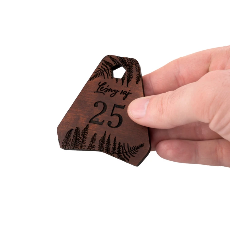 Ollobrel 4 Wooden Keychain - Light Walnut Color - Size 69x65mm - BD072