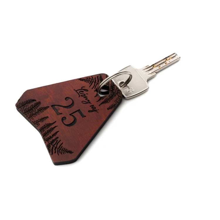 Ollobrel 4 Wooden Keychain - Light Walnut Color - Size 69x65mm - BD072