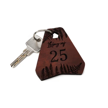 Ollobrel 4 Wooden Keychain - Light Walnut Color - Size 69x65mm - BD072