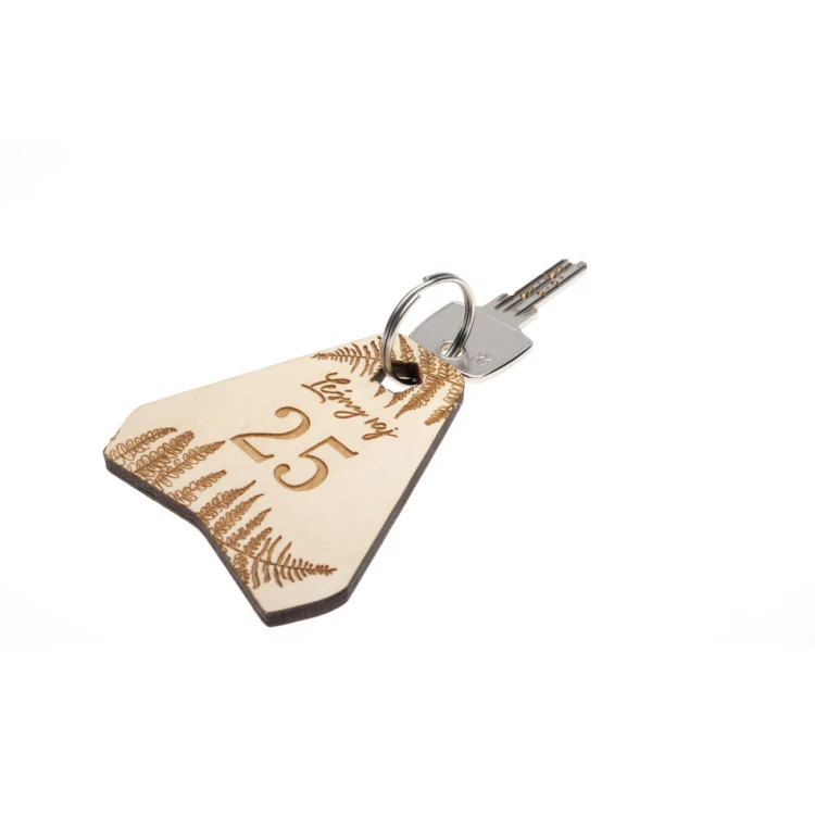 Ollobrel 6 Wooden Keychain - White Color - Size 69x65mm - BD063