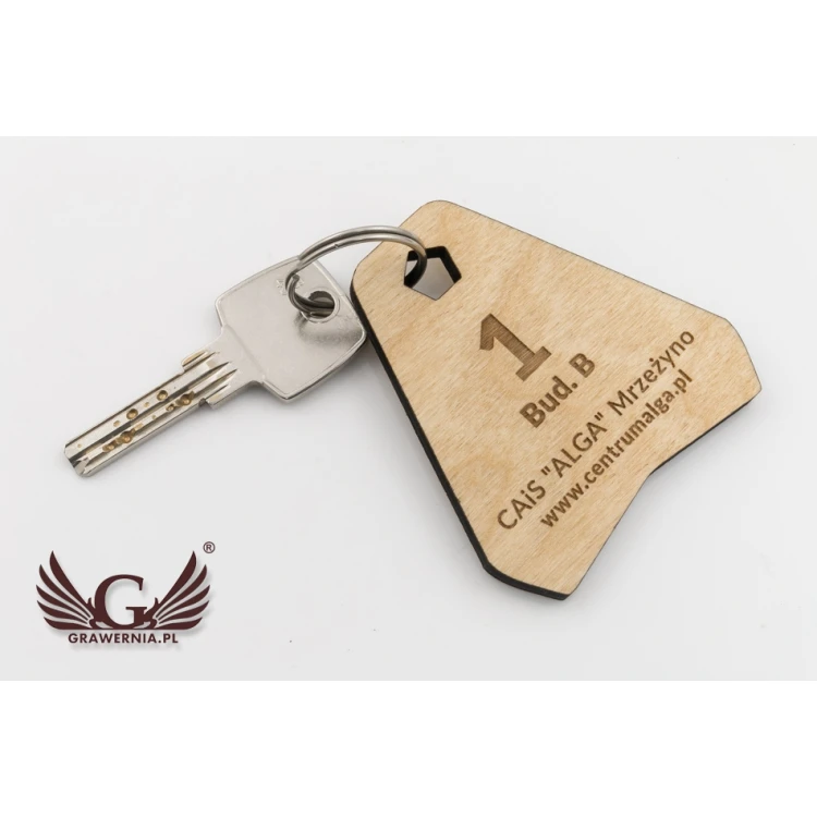 Ollobrel 2 Wooden Keychain - Natural Color - Size 69x65mm - BD083