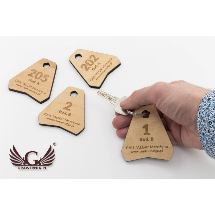Ollobrel 2 Wooden Keychain - Natural Color - Size 69x65mm - BD083
